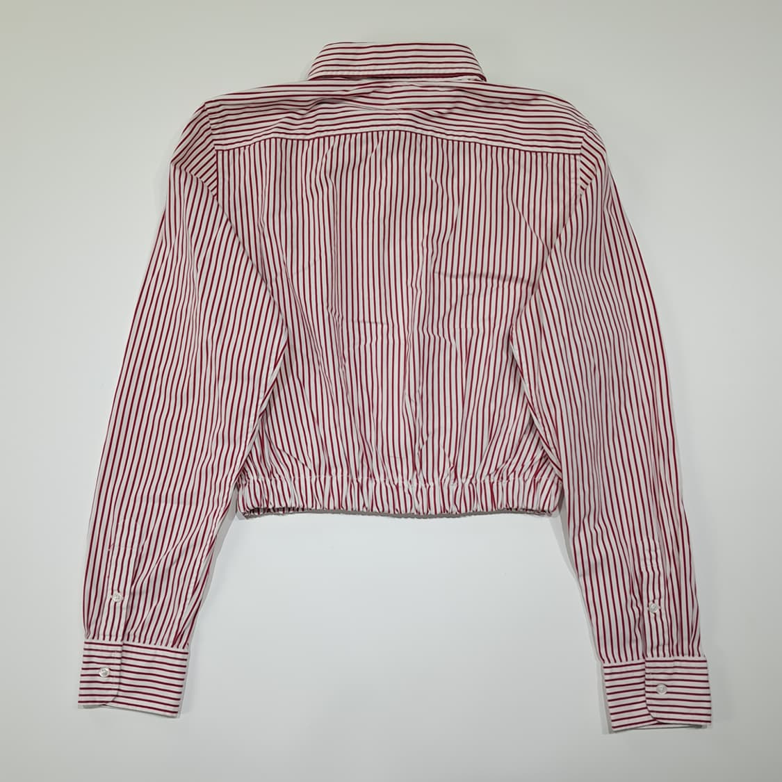 CL793 FREE 폴로 레드 스트라이프 리메이크 크롭 집업 셔츠 상품이미지5