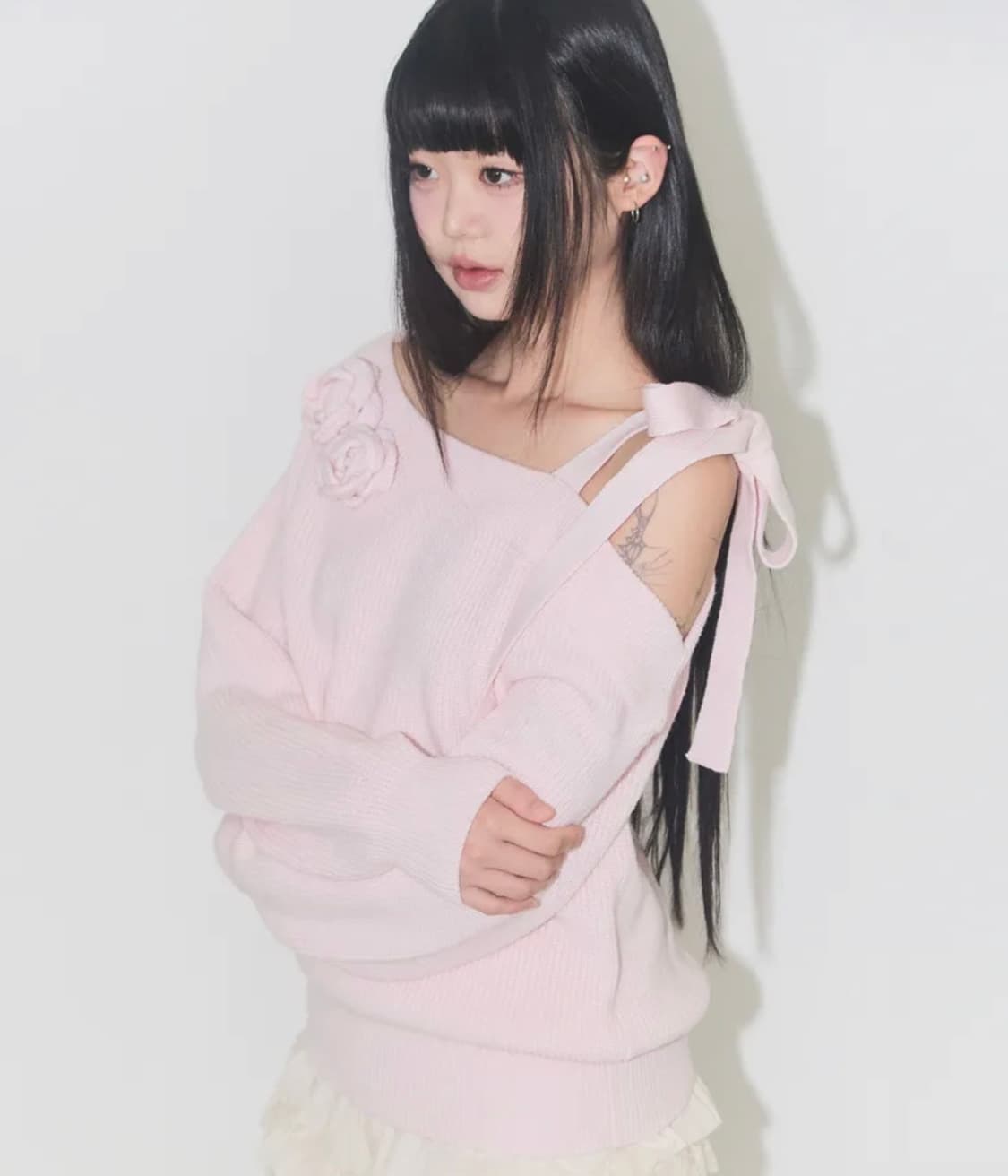 illigo 일리고 블룸 보우 오프숄더 니트 핑크 히메갸루 상품이미지2