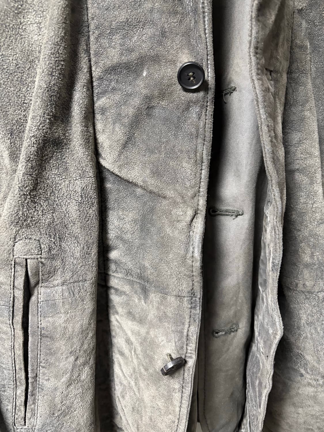 올세인츠 빈티지 워싱 레더 블레이저 자켓 카키 s 상품이미지5