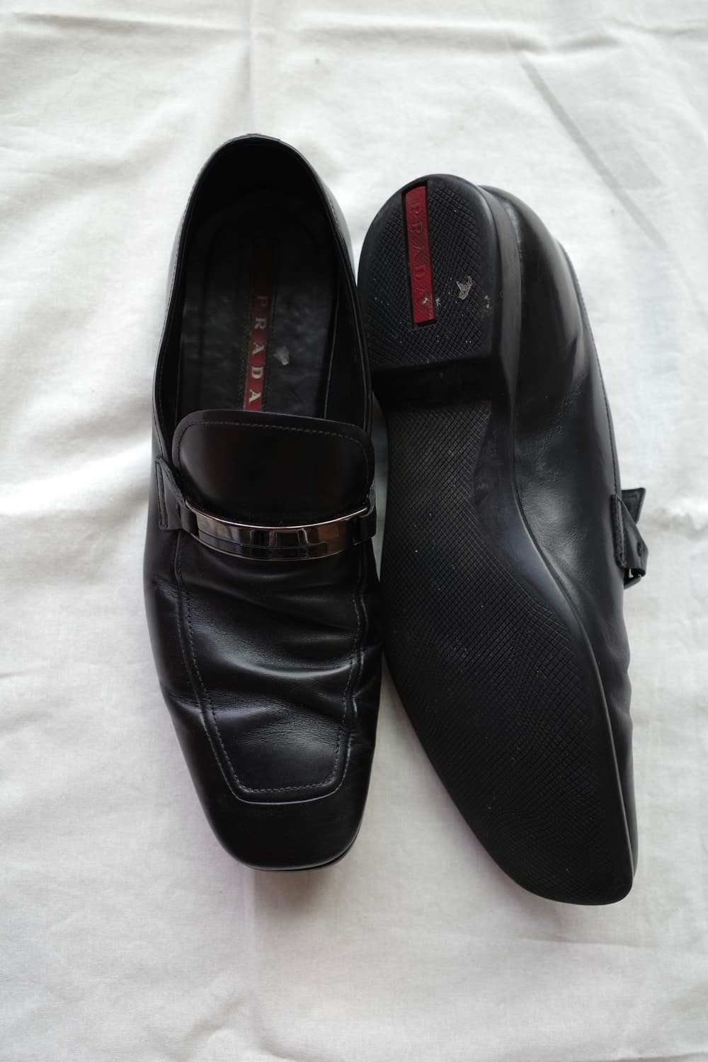 Prada Sports Silver Tab Loafers 상품이미지2