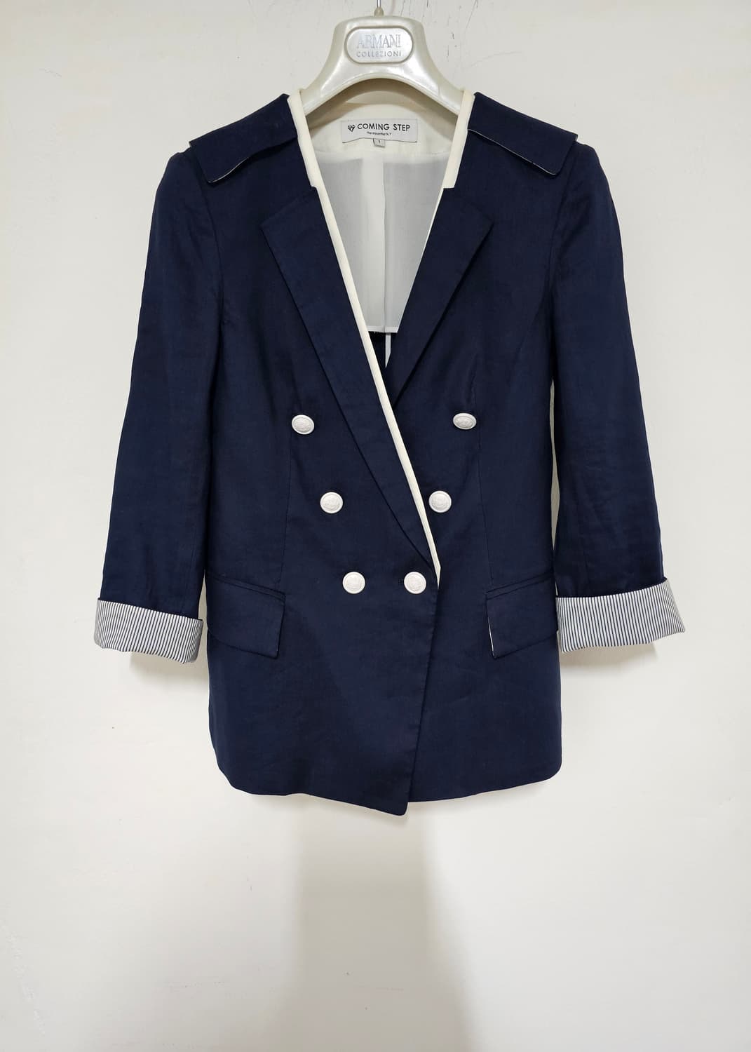 COMING step 커밍스텝 마60% 네이비 더블쟈켓. 44-마른55 상품이미지1