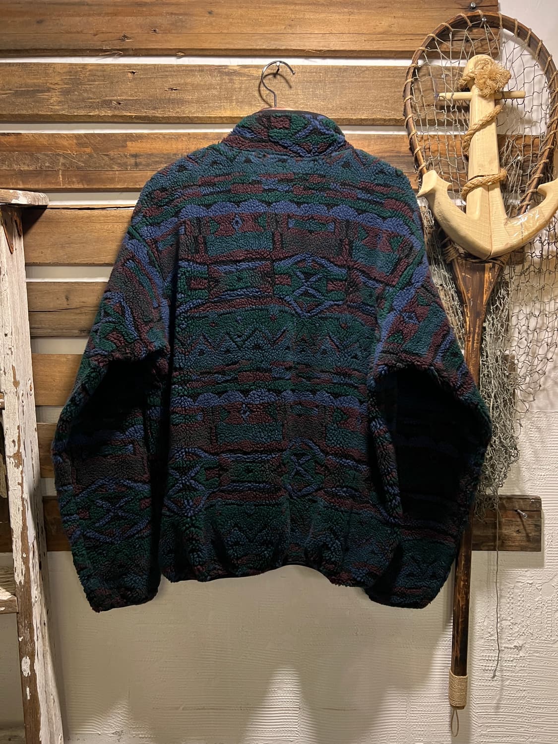 [L]90's 컬럼비아 USA Made 네이티브 패턴 스냅 딥파일 플리스 상품이미지6