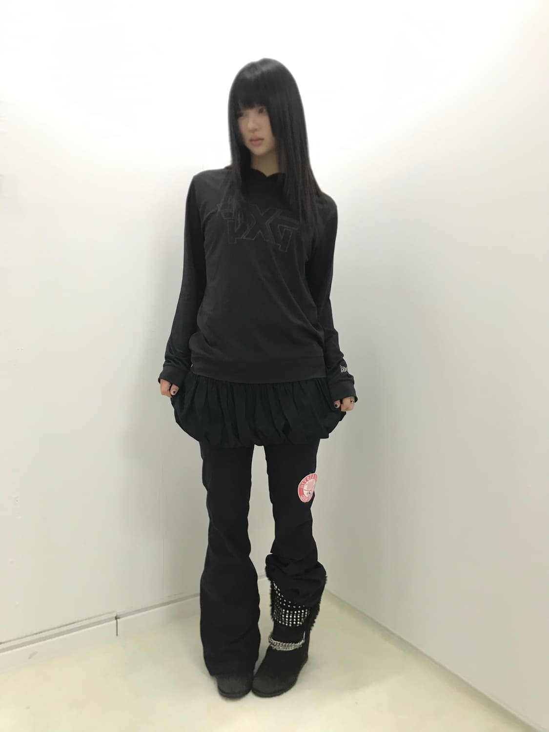 EXR black mesh mix sporty hooded sleeve 상품이미지7