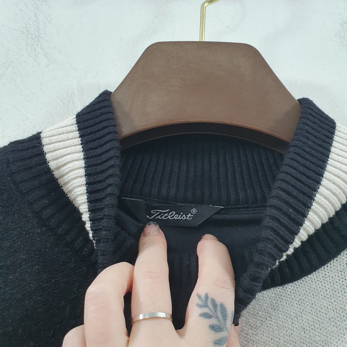 L 타이틀리스트 남성 골프웨어 방풍 반집업 니트 스웨터 상품이미지3