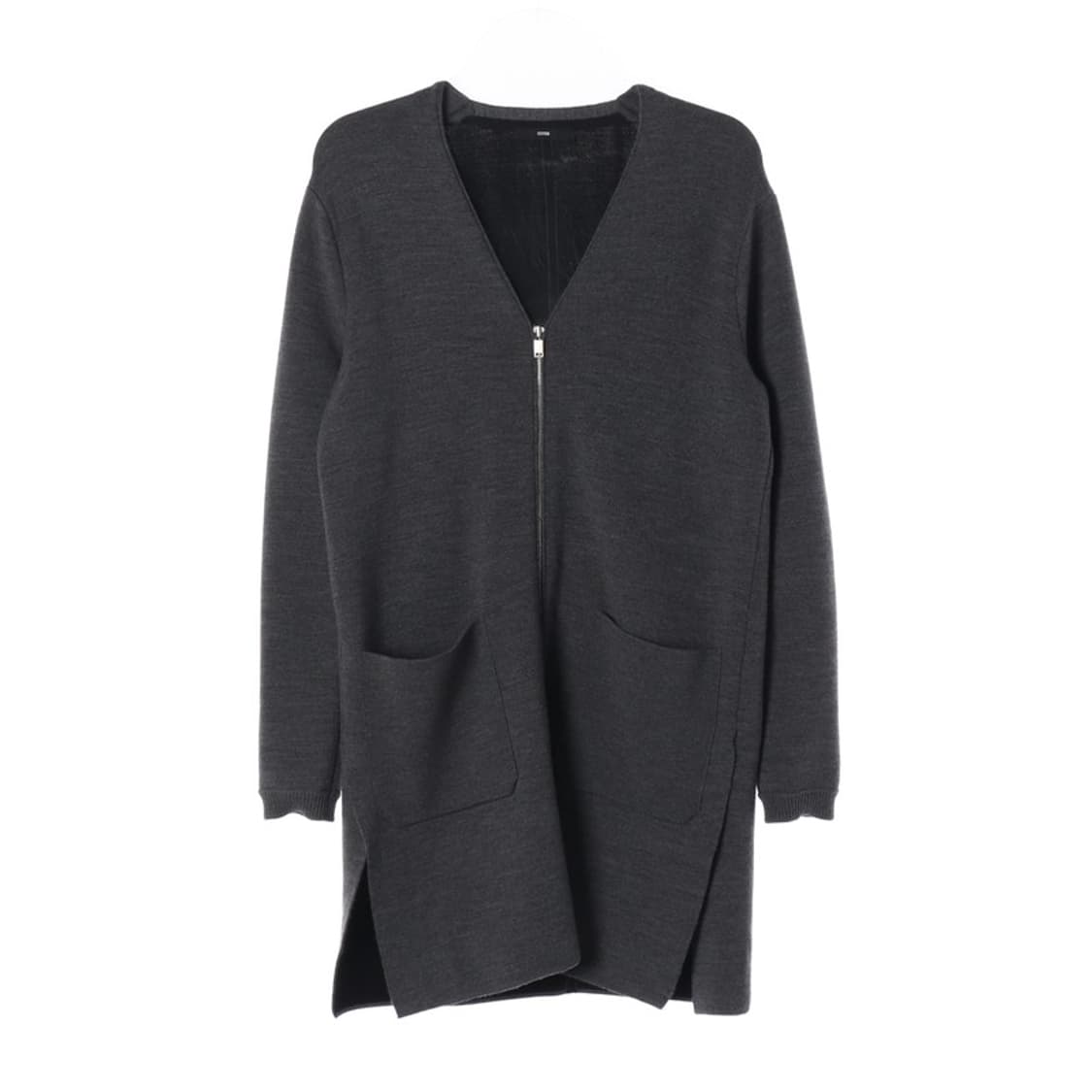 시스템 울 100% 롱 니트 집업 가디건 M 상품이미지1