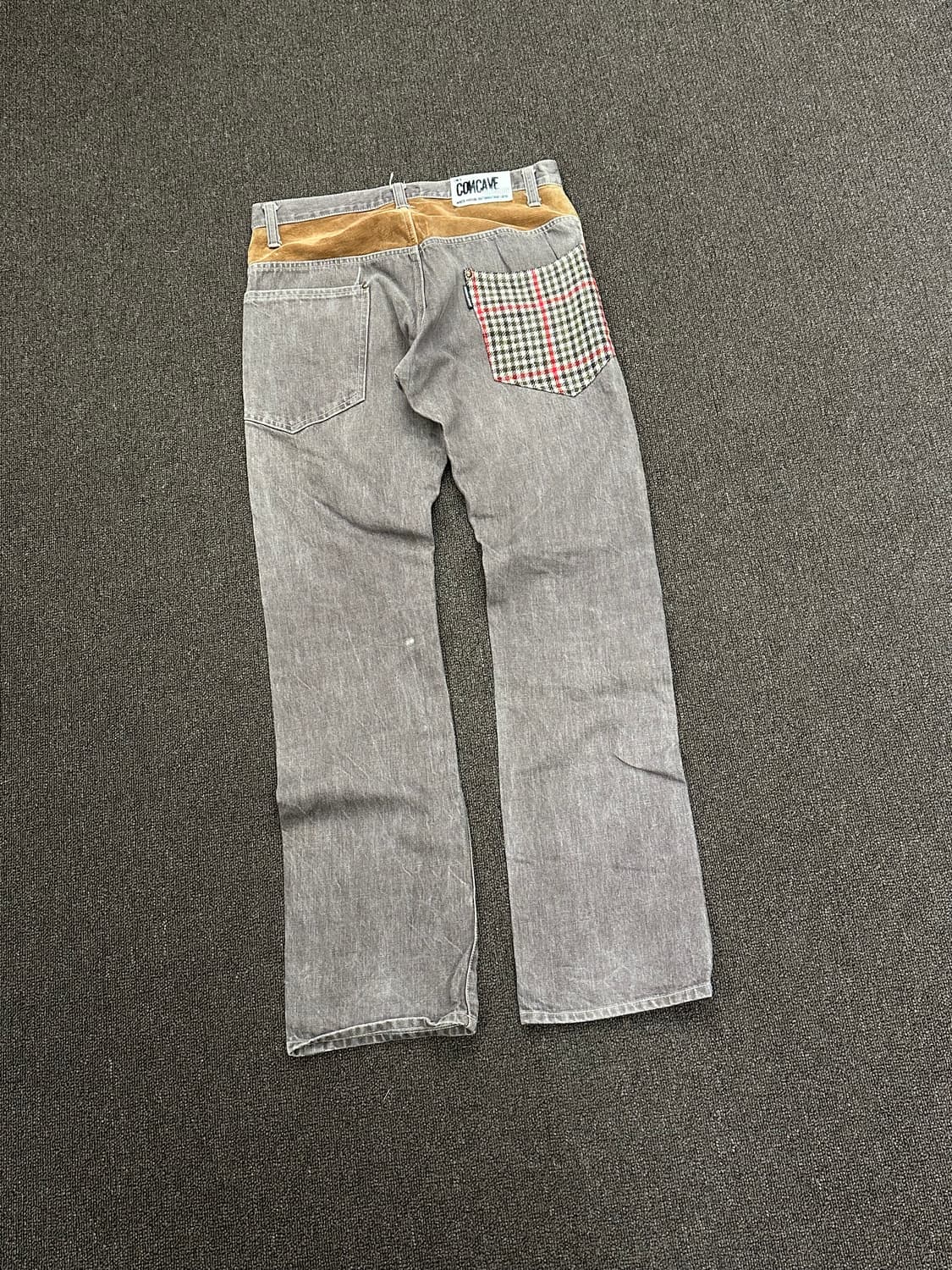 M)CONCAVE vintage 체크 패턴 코듀로이 레이어드 데님팬츠 상품이미지6