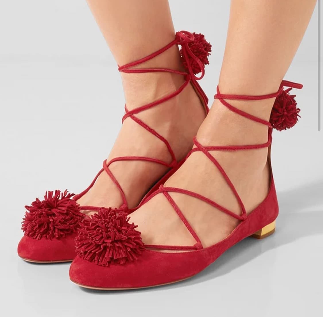 Aquazzura 스웨이드 테슬 발레리나 플랫슈즈 상품이미지1