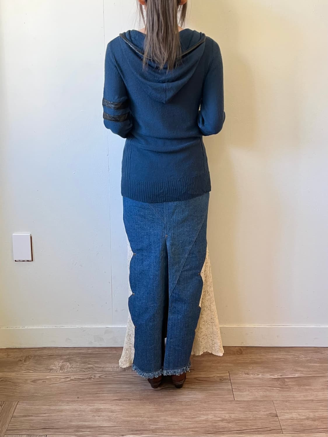 Pink Papillon 데님 프릴 롱 스커트 상품이미지9