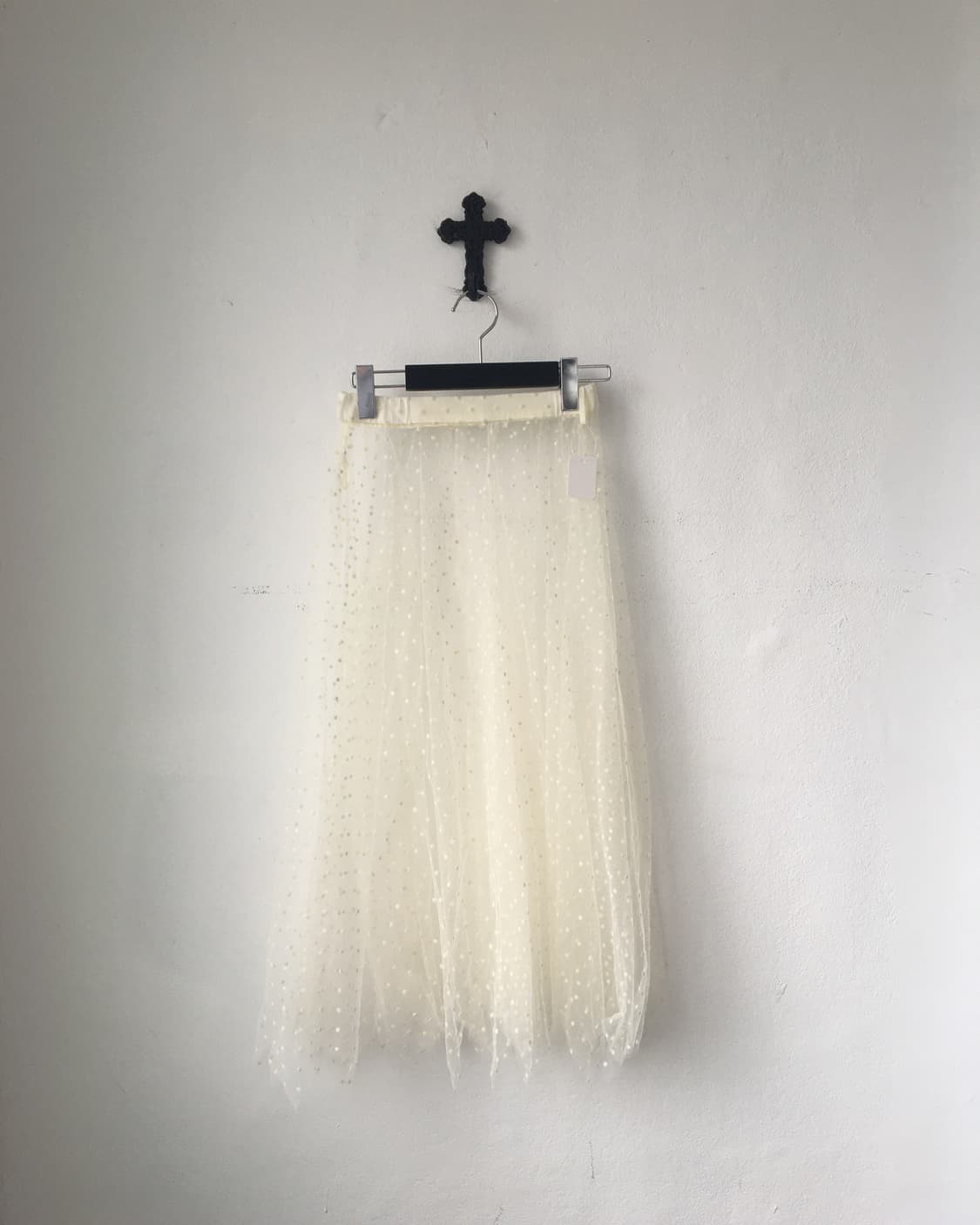 Dot pattern see through unbalanced skirt 상품이미지1