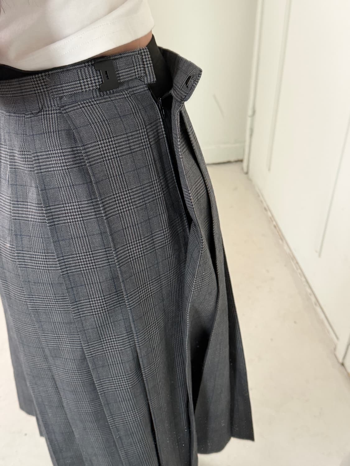 일본빈티지 그레이 체크 핀턱 스커트 (교복) 상품이미지4