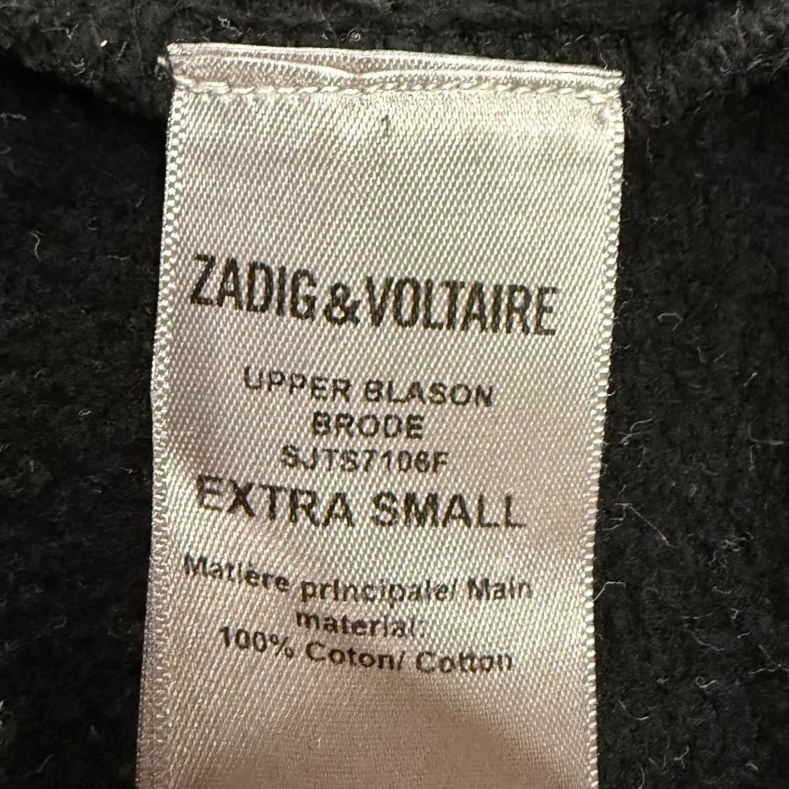 [정품/XS] 자딕앤볼테르 블랙 맨투맨 티셔츠 b10 상품이미지6