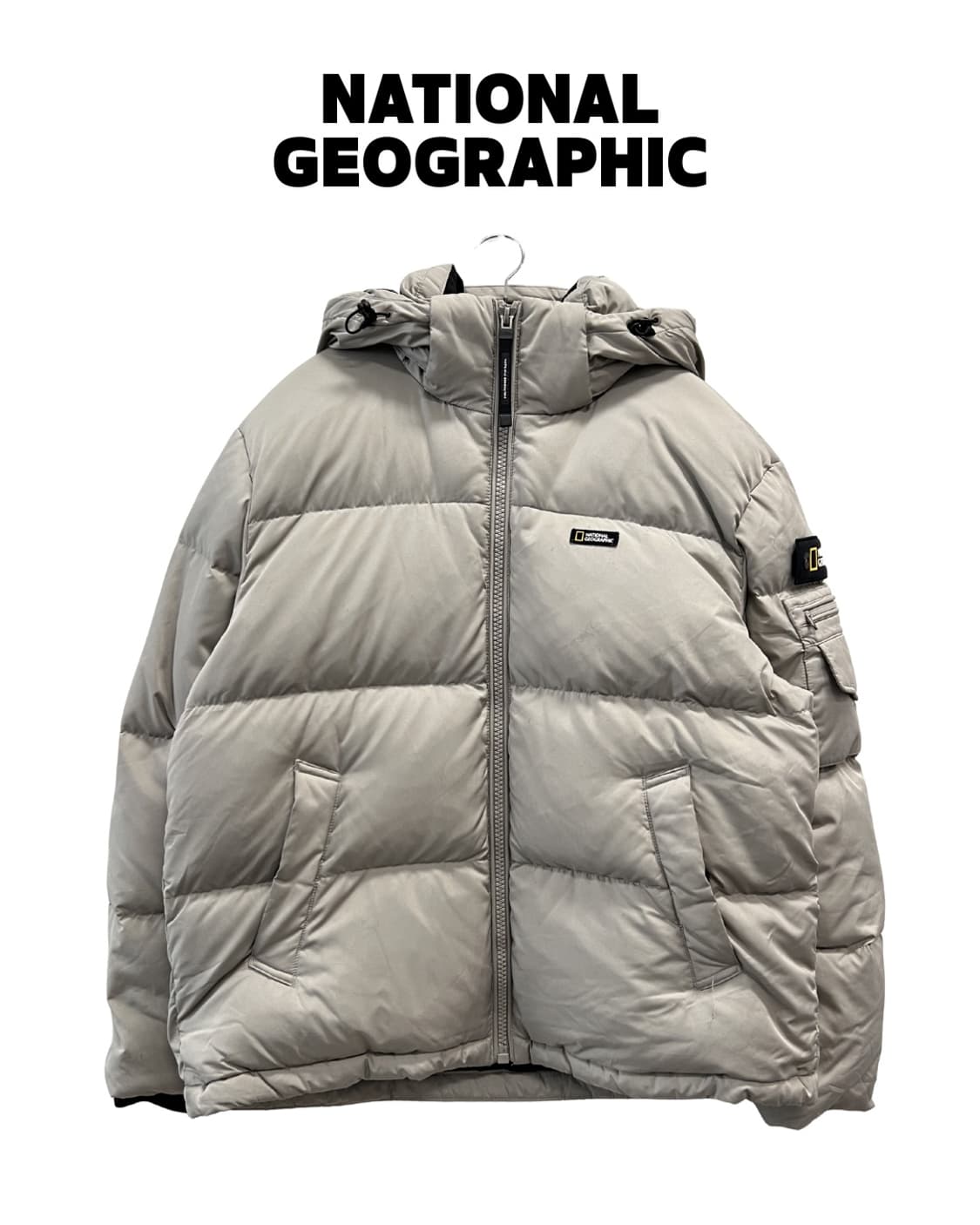 내셔널지오그래픽 골든 몰 숏 렝스 구스 후드 다운 점퍼 아게이트 그레이 상품이미지1