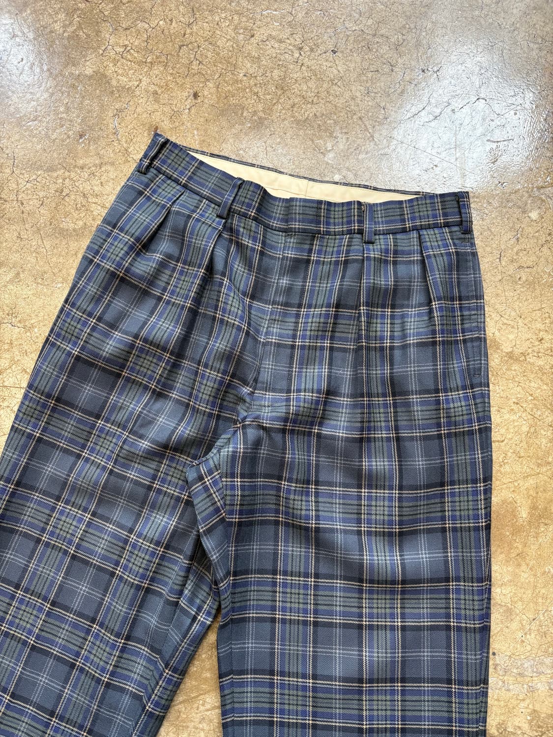 90s Jpress 울 투턱 체크 슬랙스 상품이미지2