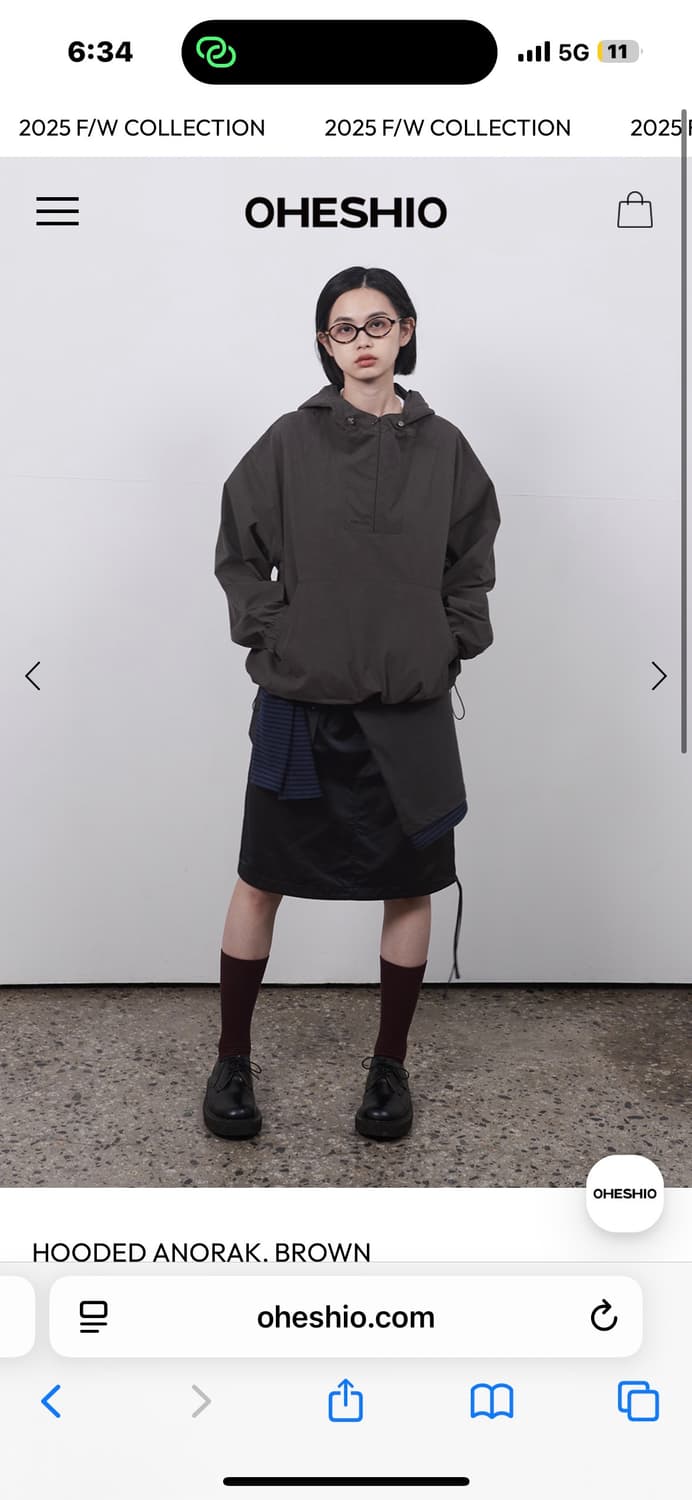 오헤시오 HOODED ANORAK, BROWN 상품이미지2