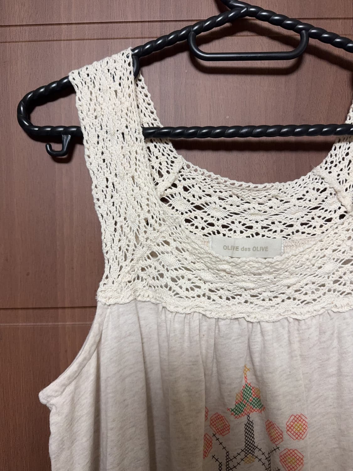 일본 빈티지 모리걸 하구미 올리브데올리브 레이스 나시 십자수 패턴 상품이미지2