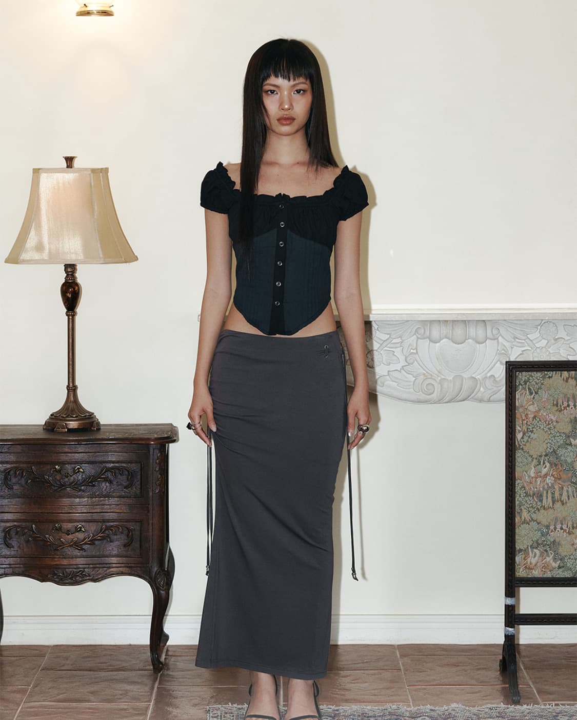 플리즈노팔로우 cindy shirt top black 상품이미지2