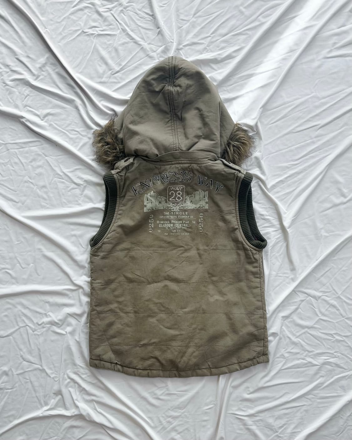 Vintage Faux Fur Hooded Utility Vest 상품이미지3