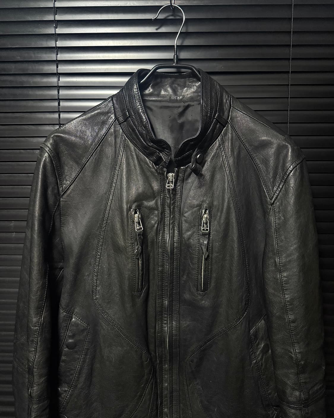 코르티스 이태리 양가죽 레더 바이커 라이더 지퍼 락 시크 고스 펑크 XL 상품이미지2