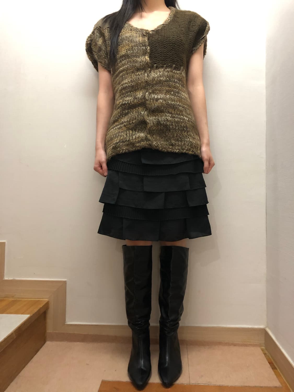 빈티지 브라운 그런지 니트 상품이미지3