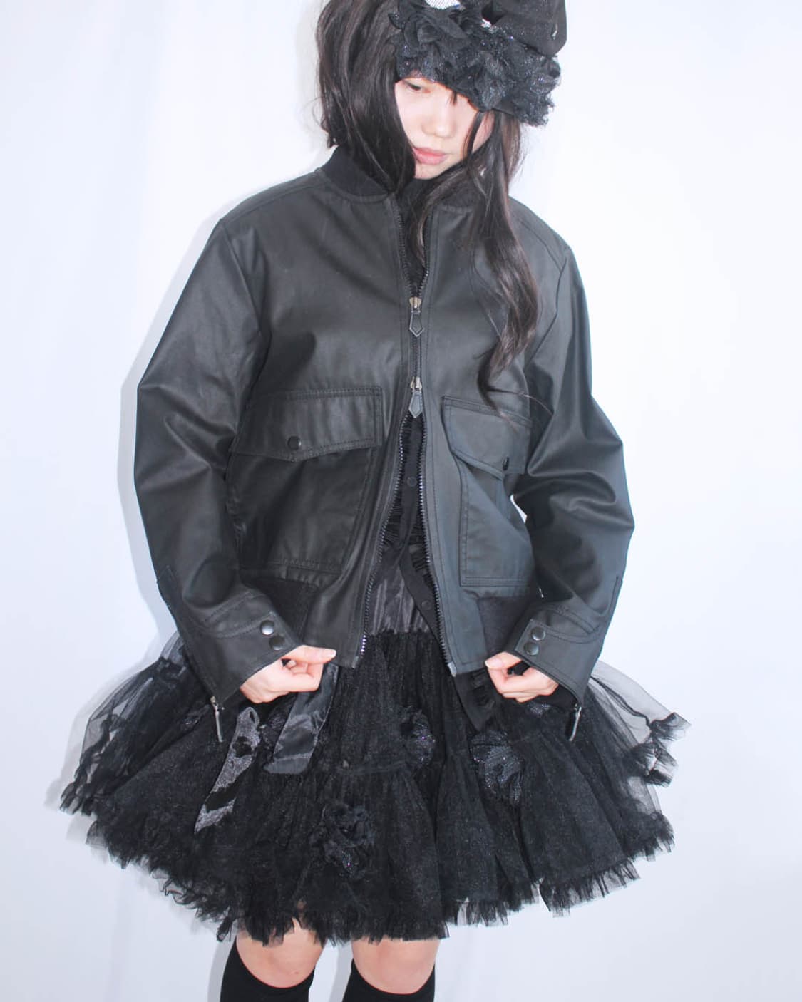 Coated sleeve panel-detail 2way bomber  상품이미지1