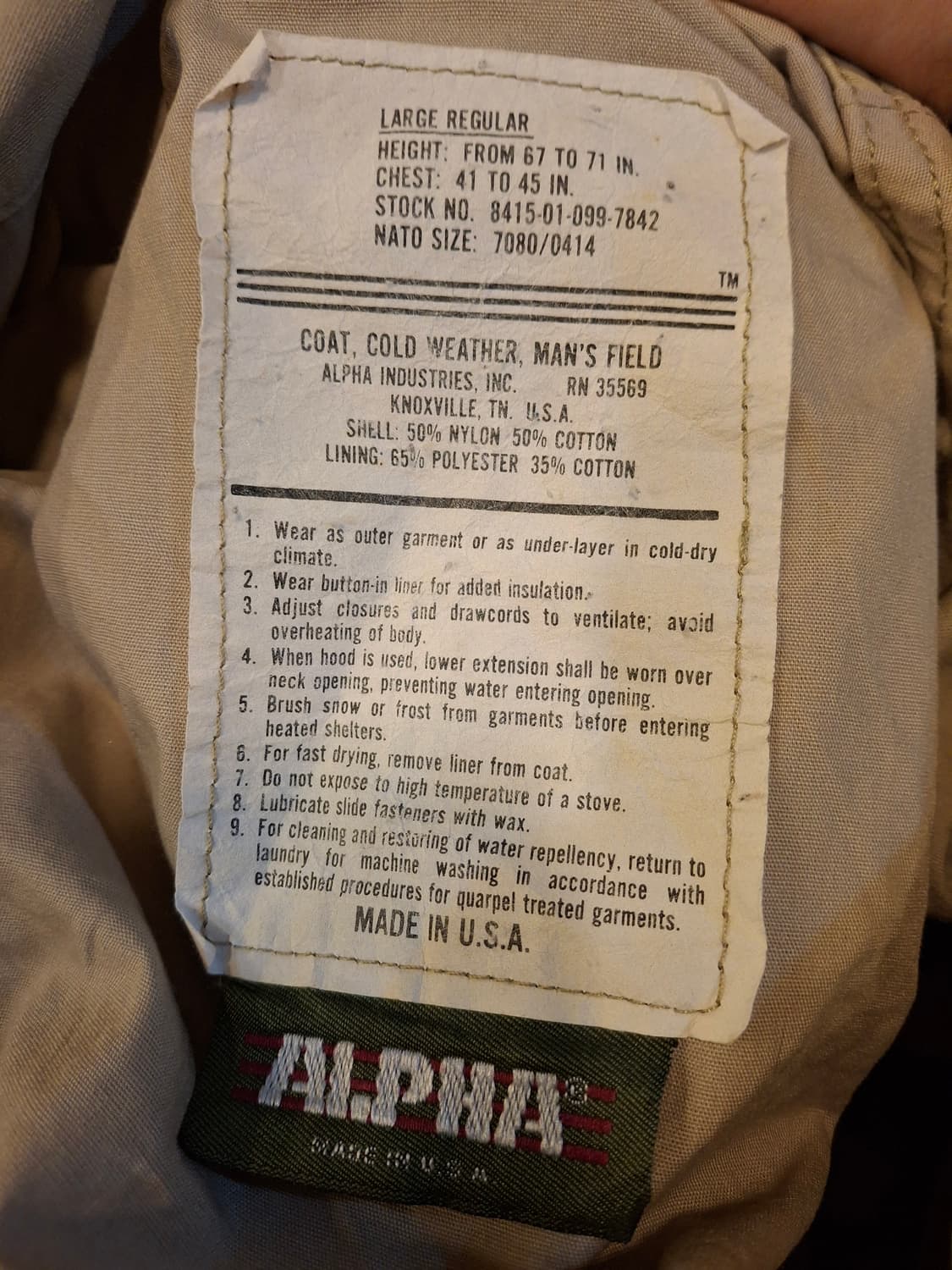 90s 알파인더스트리 데저트카모 m65필드 자켓 usa 상품이미지7