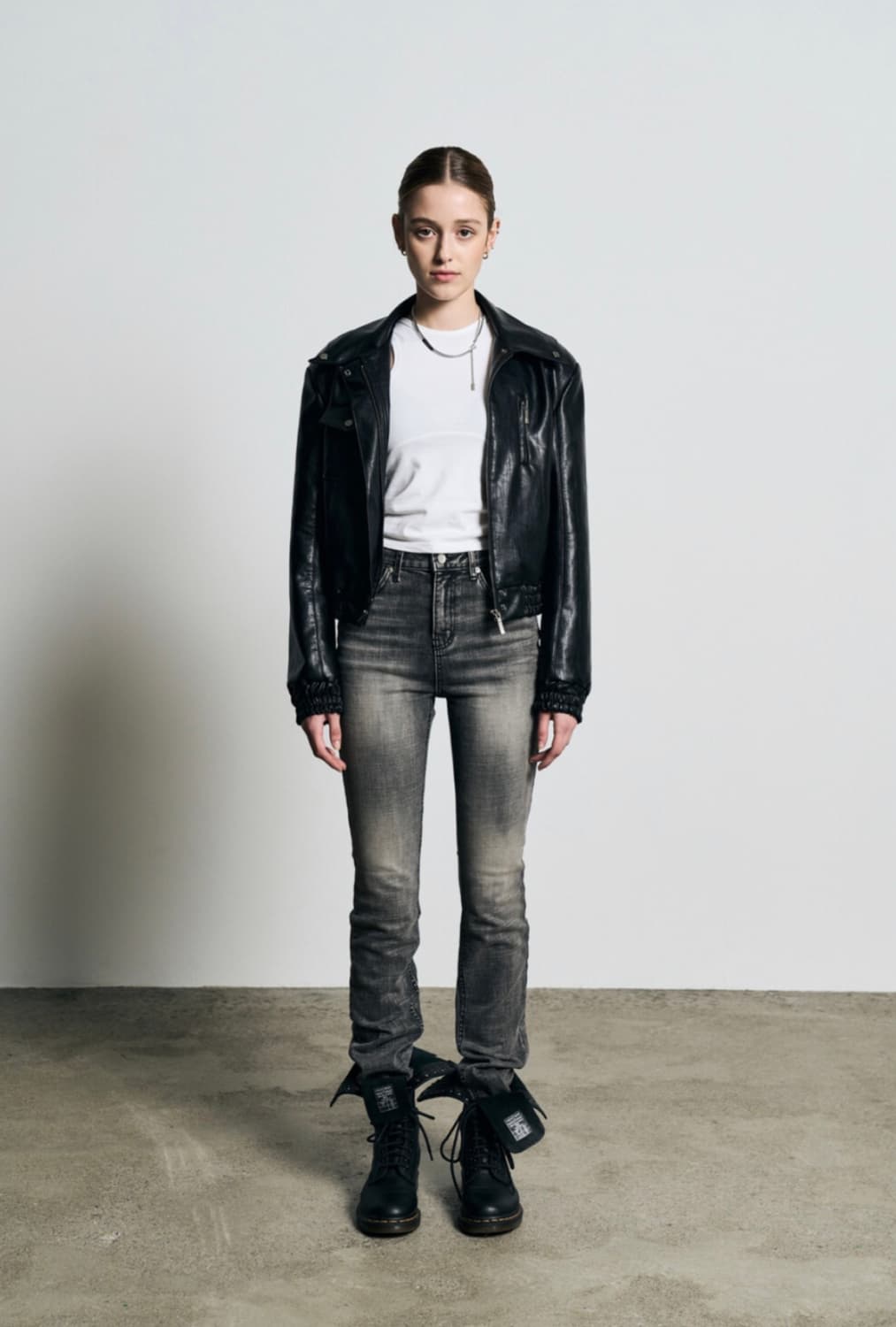 보헤미안서울 하이웨스트 스트레이트진 그레이 s사이즈 상품이미지1