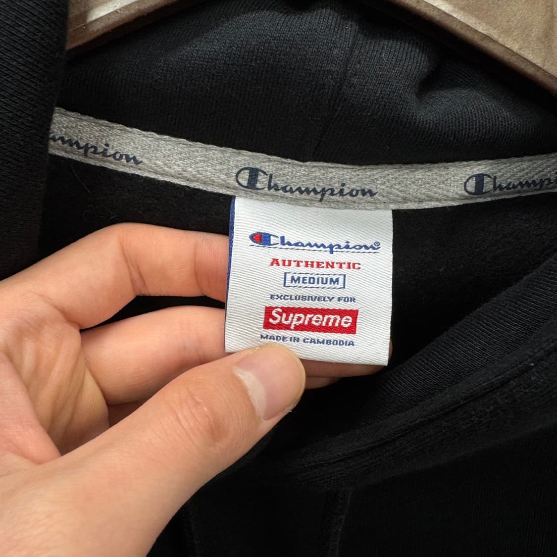 18S/S 슈프림 X 챔피온 후디 스웻셔츠 빅로고 프린팅 디테일 후드티 상품이미지8