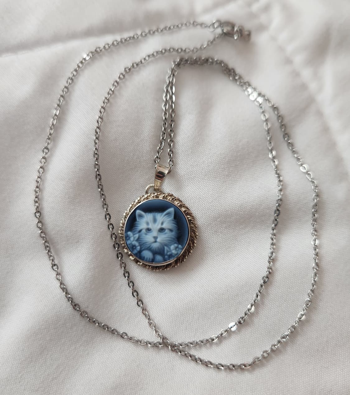 고양이 아게이트 카메오 브로치 펜던트 목걸이 상품이미지5