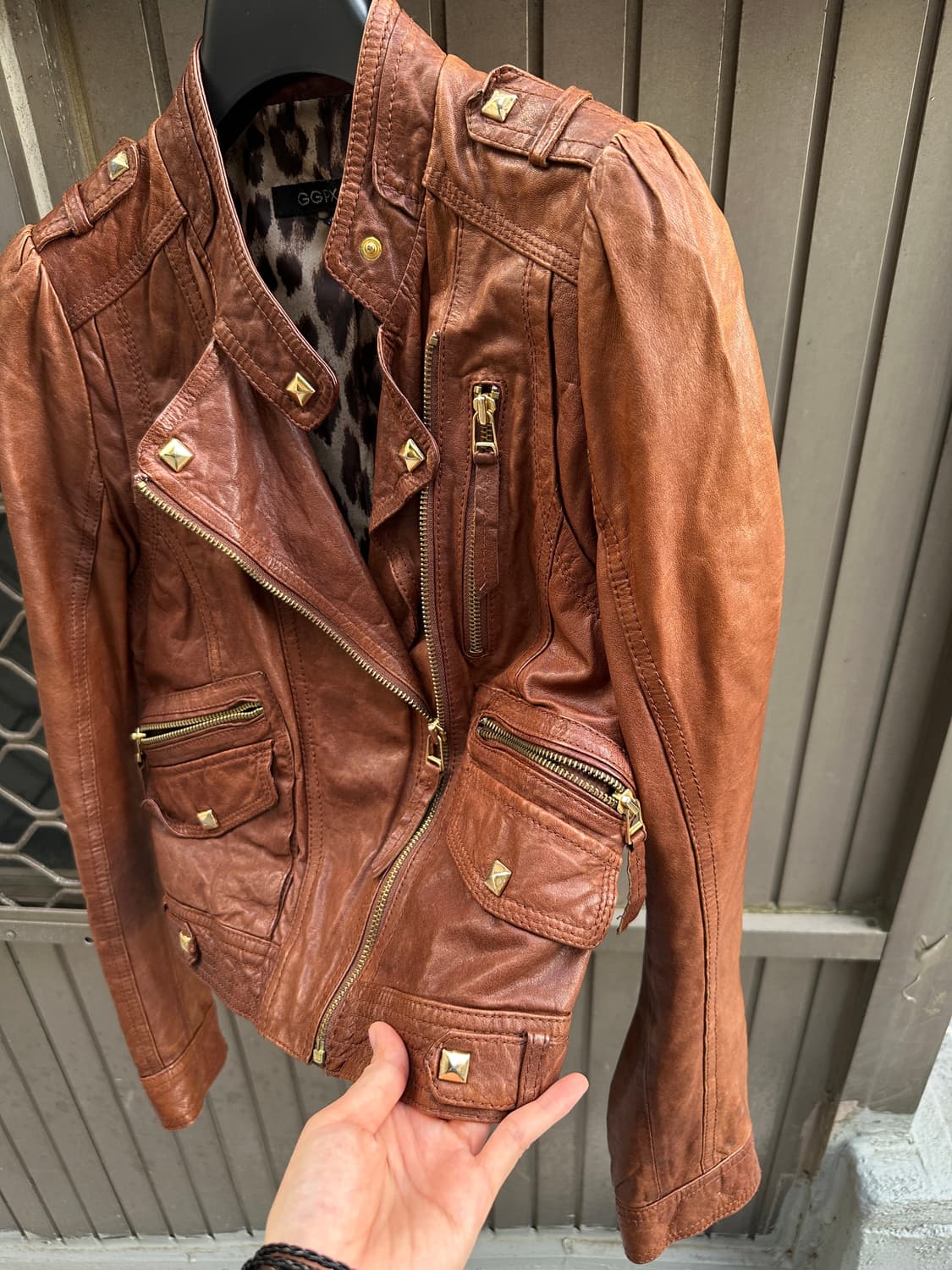 GGPX stud detail lambskin leather jacket 상품이미지3
