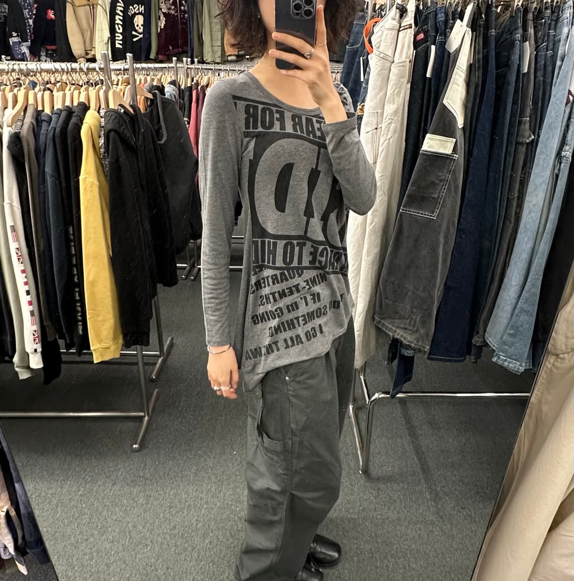 L)Sorridere vintage 여성 레터링 프린팅 긴팔 상품이미지2