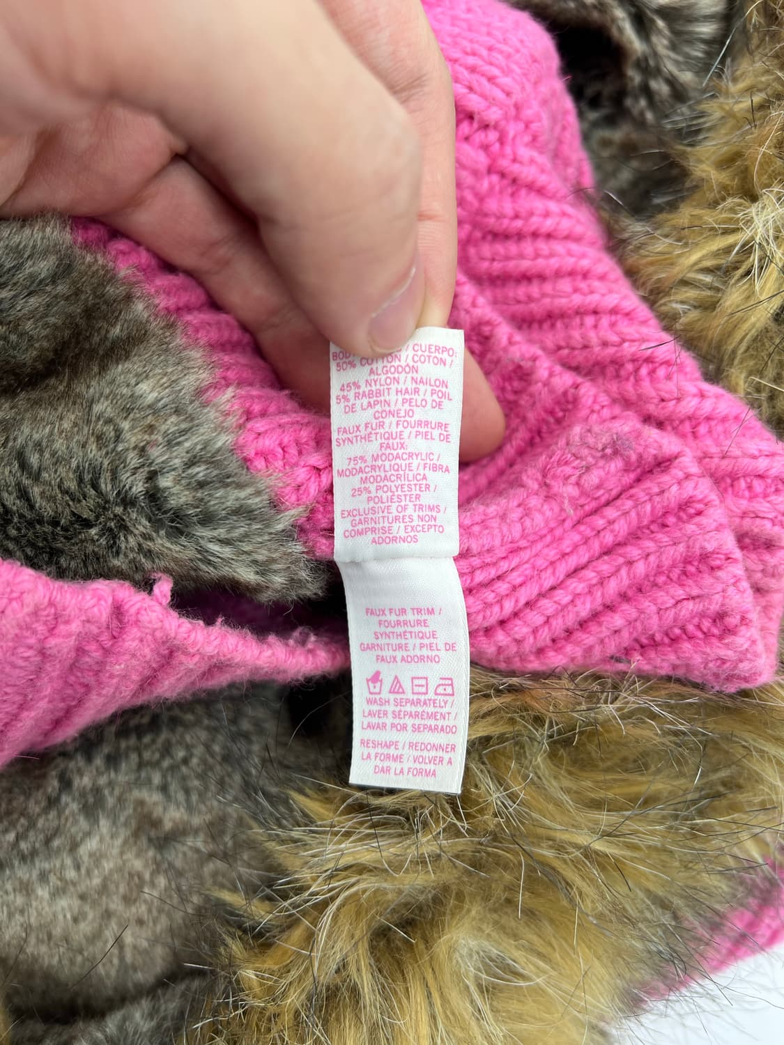 핑크 퍼 후드 니트집업 상품이미지6