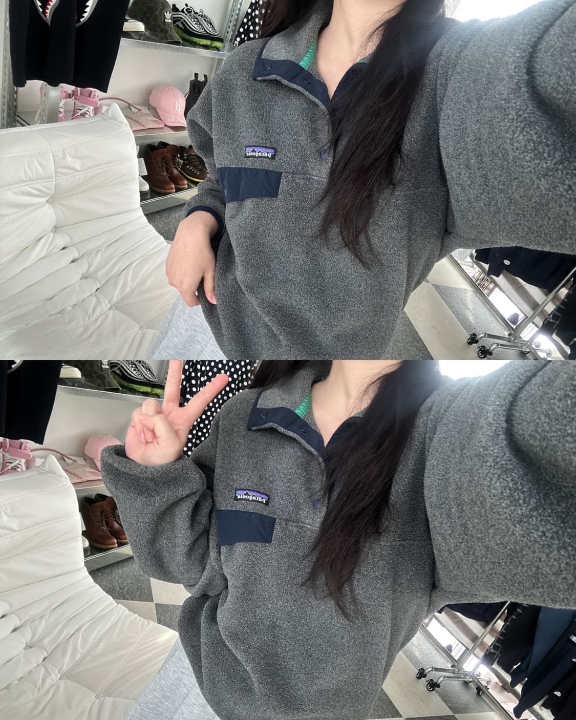 파타고니아 신칠라 그레이/네이비 스냅 플리스 상품이미지4