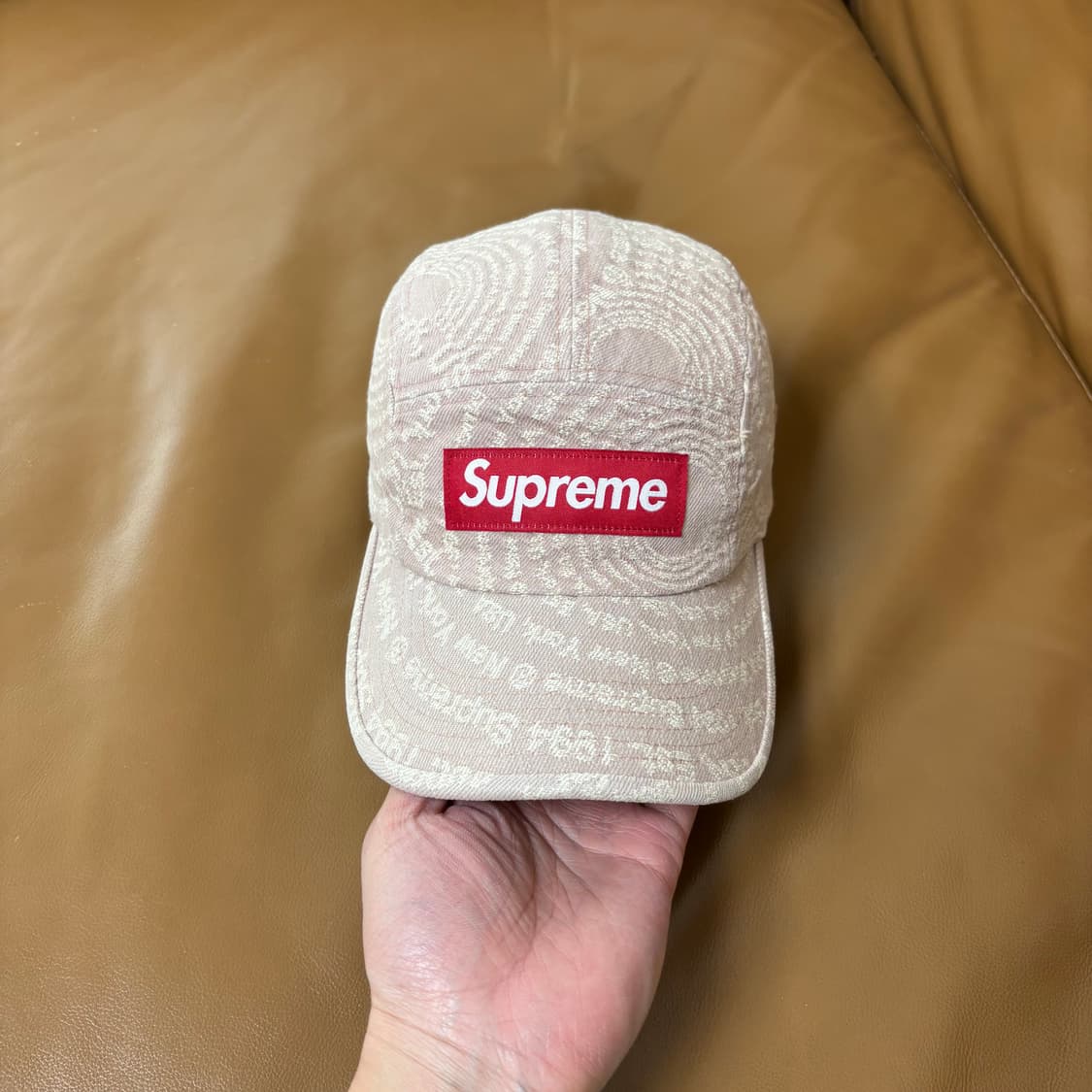 슈프림 캠프캡 모자 박스로고 자카드 데님 브라운 상품이미지2