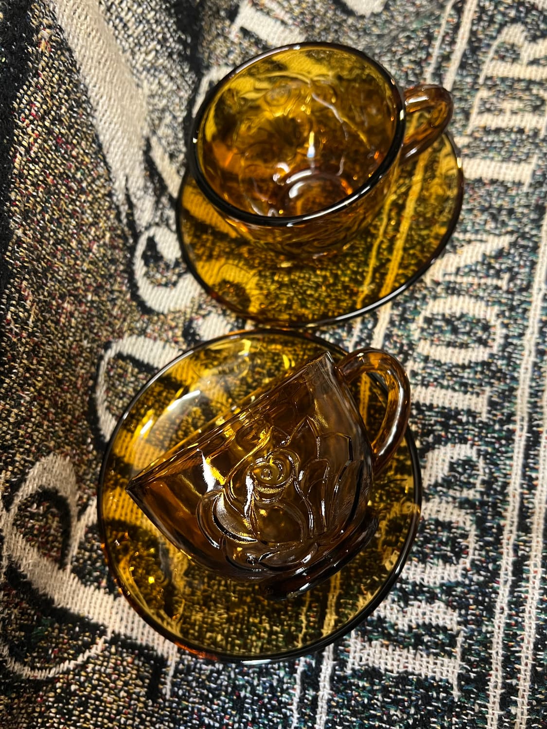 70s Korean Amber Rose Presses Glass Cup 상품이미지5