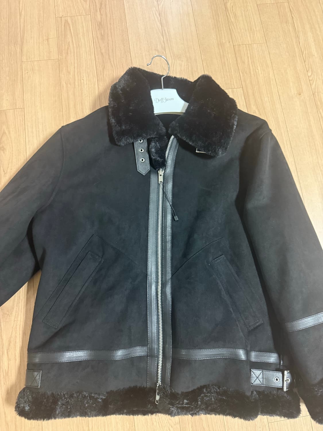 도프제이슨 솔리드 스웨이드 무톤 자켓 (블랙) 상품이미지2