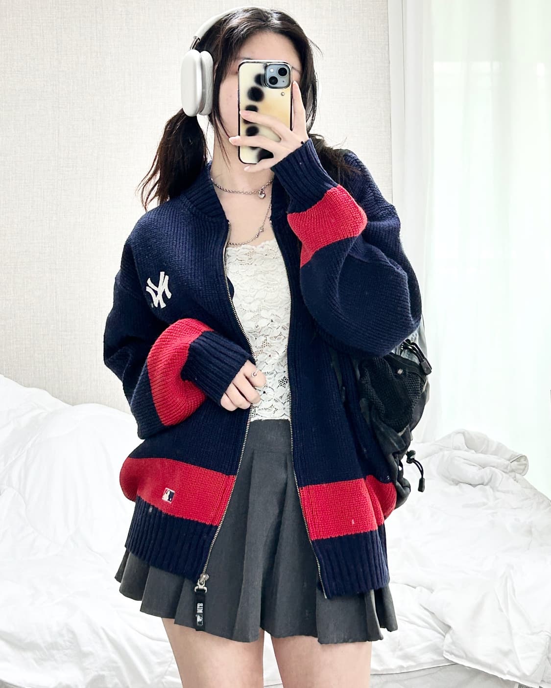 마제스틱 뉴욕양키스 빅로고 니트집업 상품이미지3