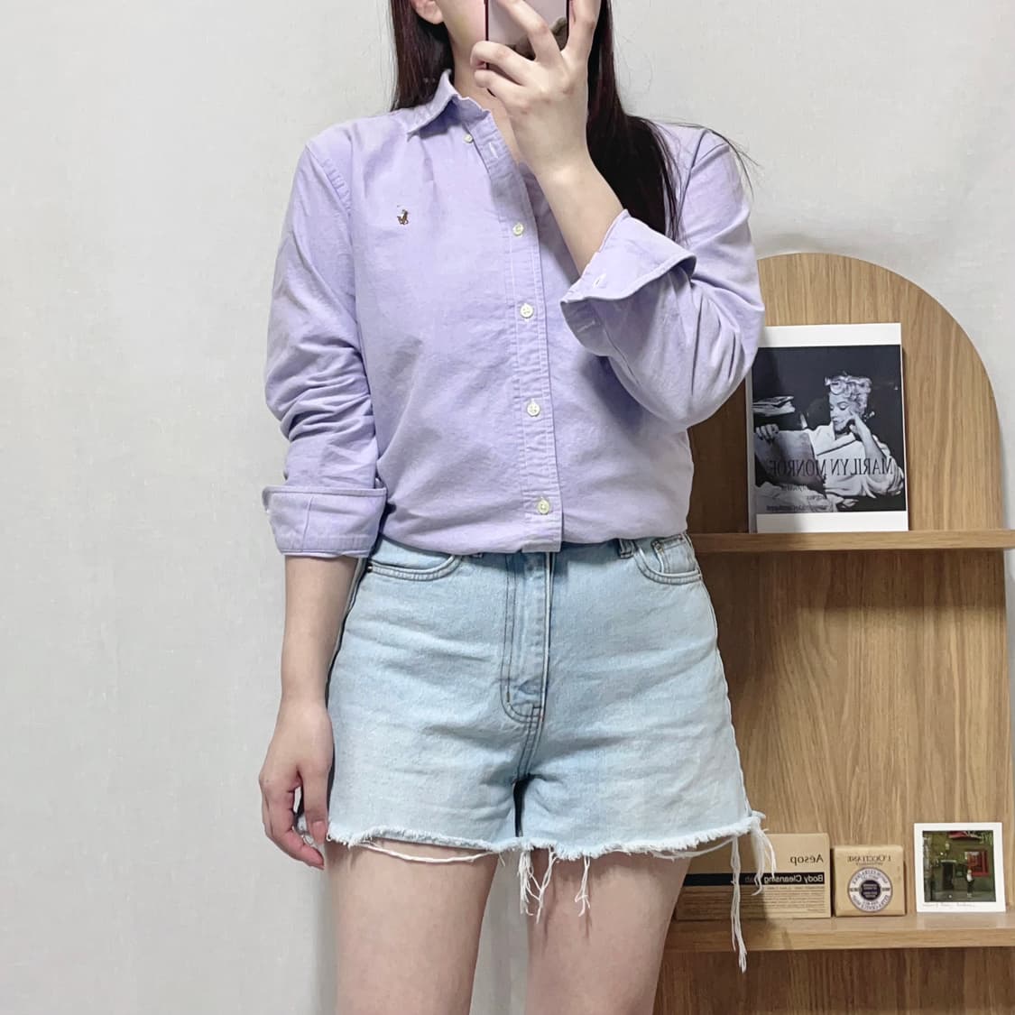 [정품] 폴로 연보라 / 멀티포니 솔리드 셔츠 [ L(14-16) ] 상품이미지1