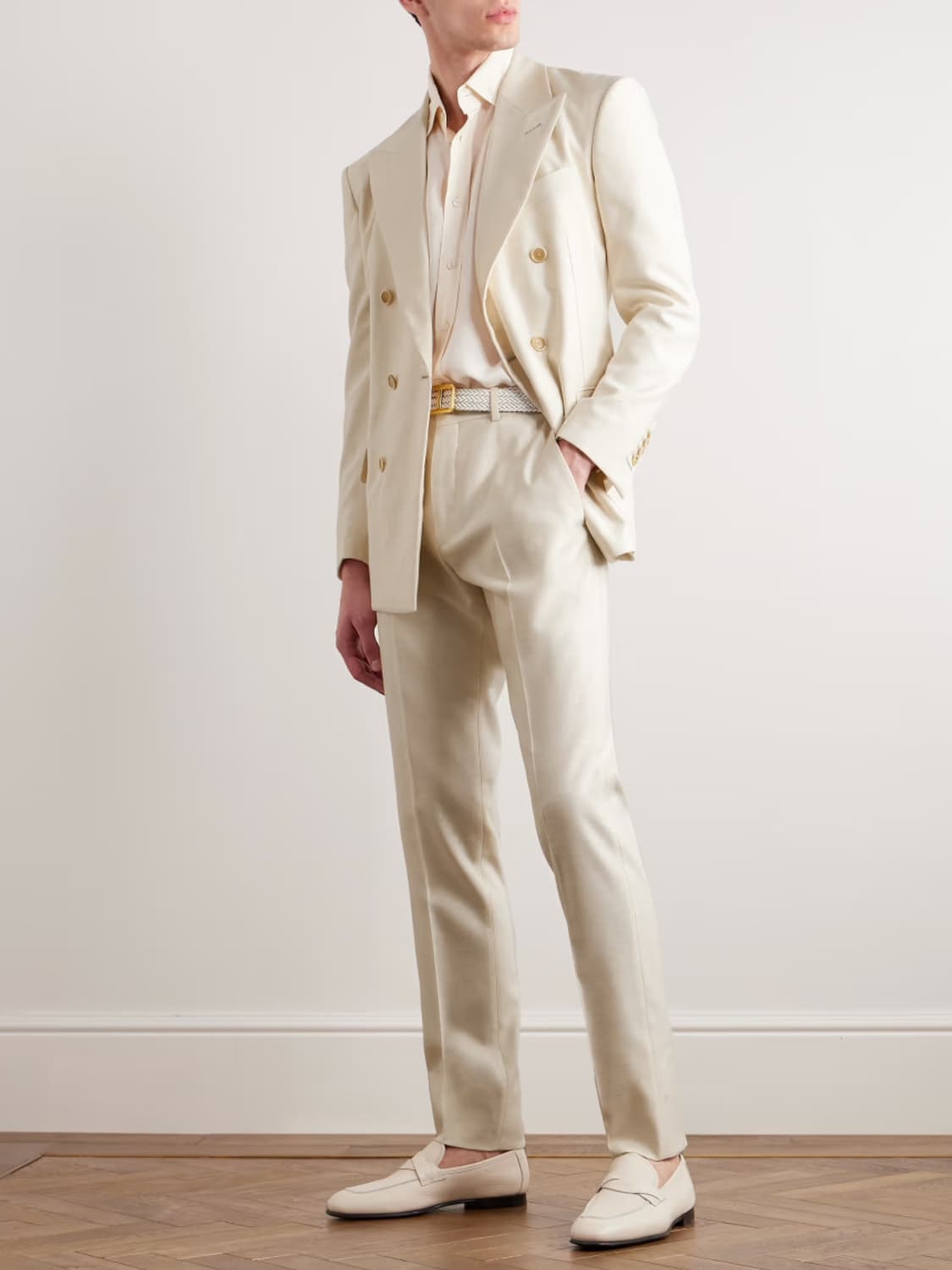 톰포드 화이트 우븐 빈티지 금장 버클 벨트 상품이미지3