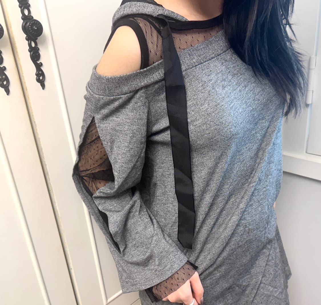 빈티지 갸루 원피스 시스루 후드탑 상품이미지2