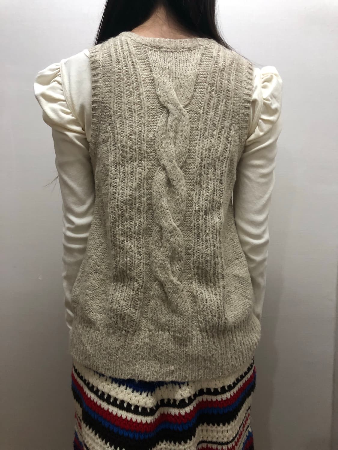 빈티지 베이지 니트 베스트 상품이미지5