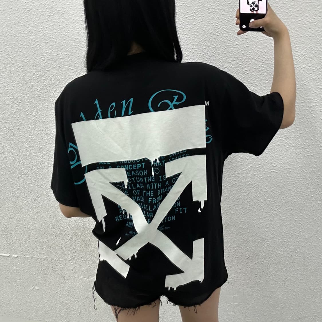 오프 화이트 버질아블로 프린팅 블랙 반팔 상품이미지1