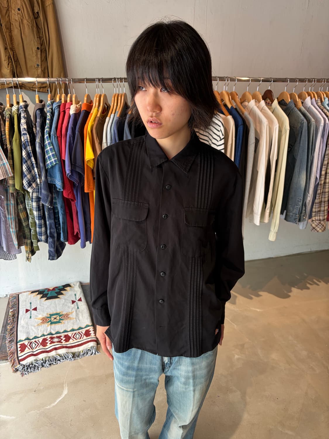 Dickies 핀턱 쿠바 셔츠 S 상품이미지3