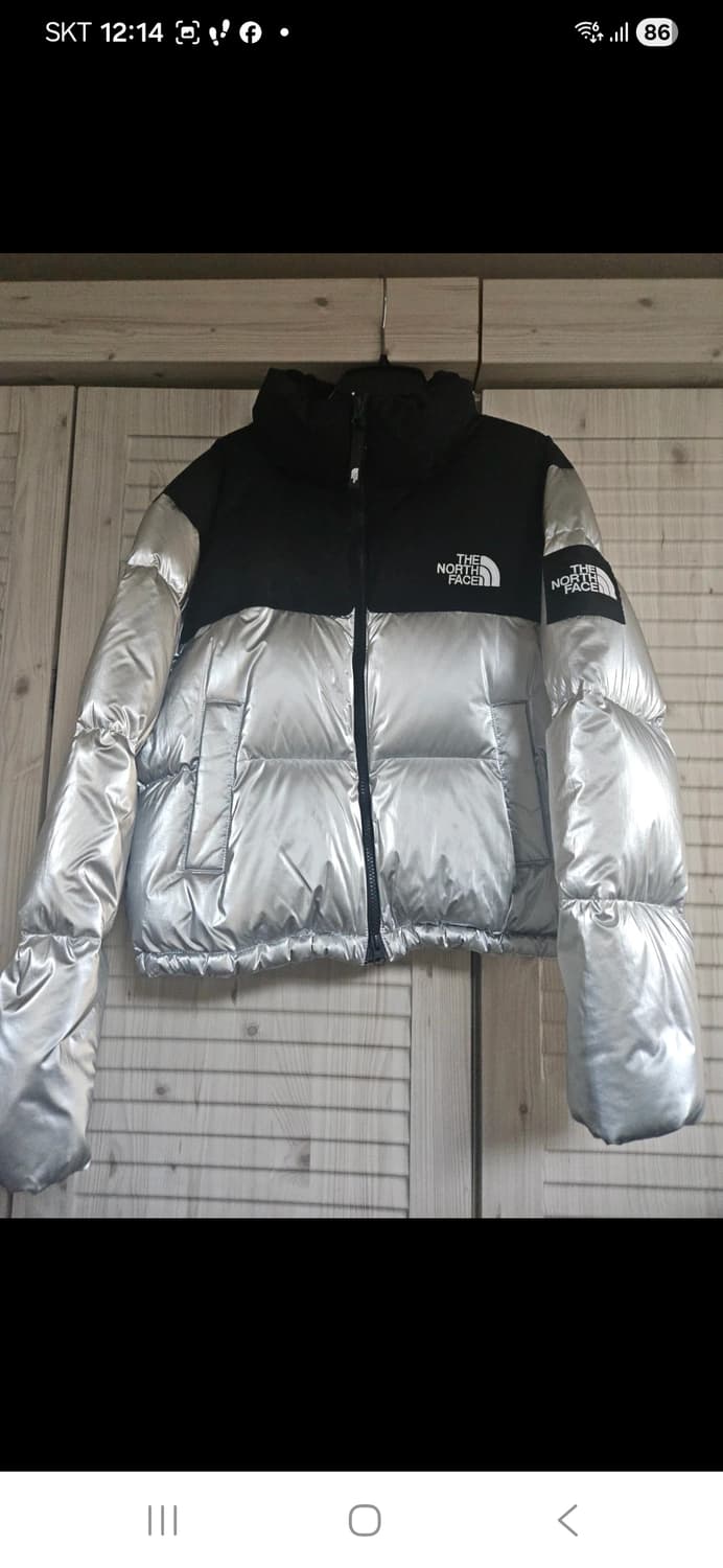 노스페이스 눕시 숏패딩 실버 M블랙배색 / 겨울패딩 / 상태좋음 상품이미지1