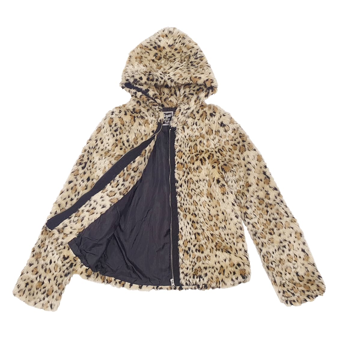 레오파드 후드 퍼 숏 점퍼 상품이미지2