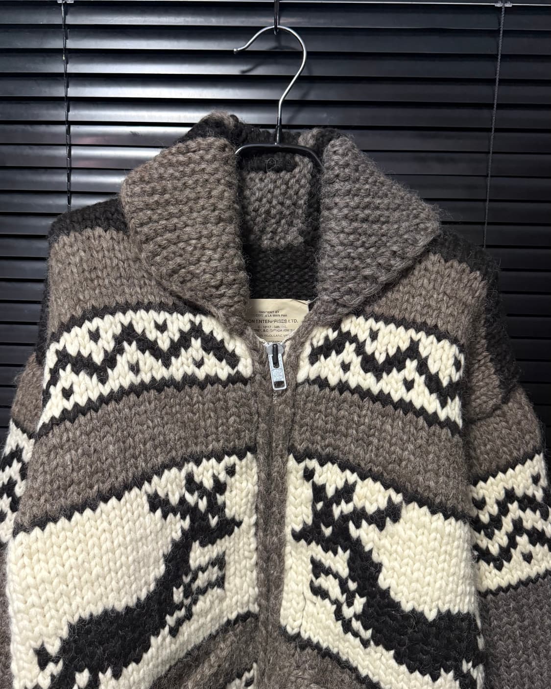 프론 엔터라이즈 핸드메이드 코위찬 캐나다 사슴 버진 울 노르딕 가디건 상품이미지3