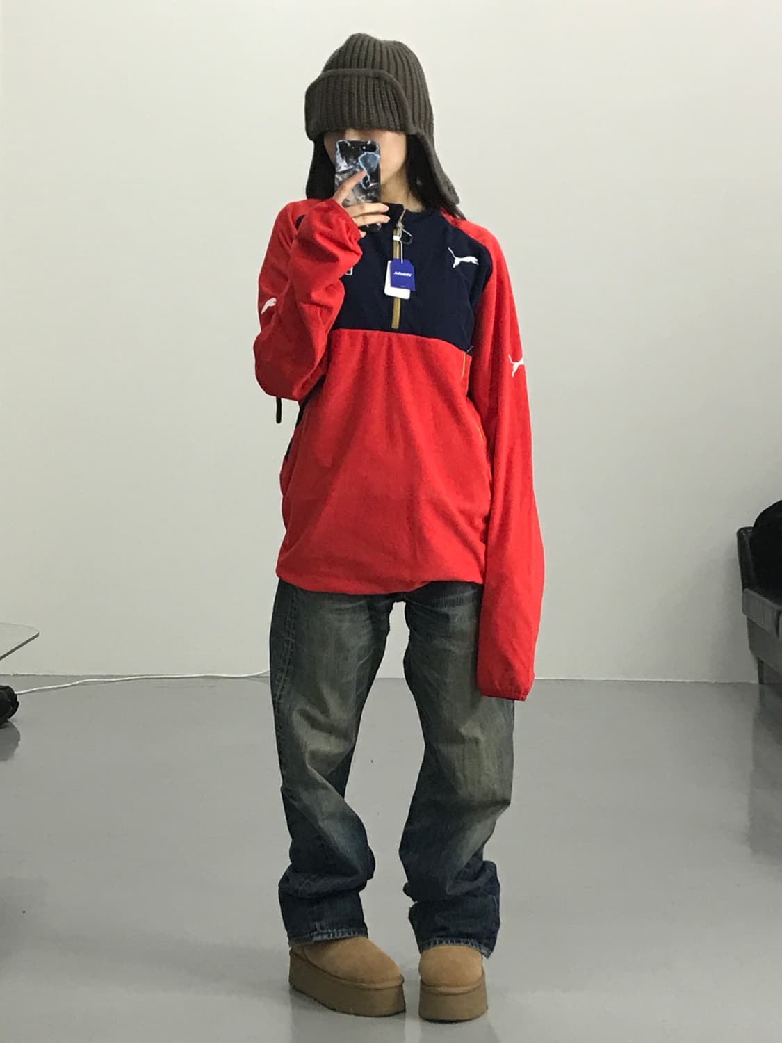 PUMA × Arsenal 플리스 하프집 웜업 자켓 상품이미지1