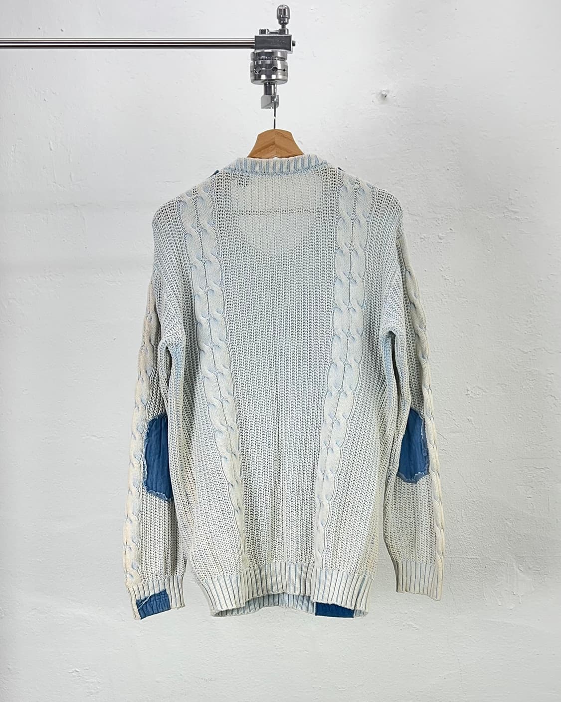 재패니즈 빈티지 인디고 워시드 패치워크 케이블 니트 스웨터 상품이미지6