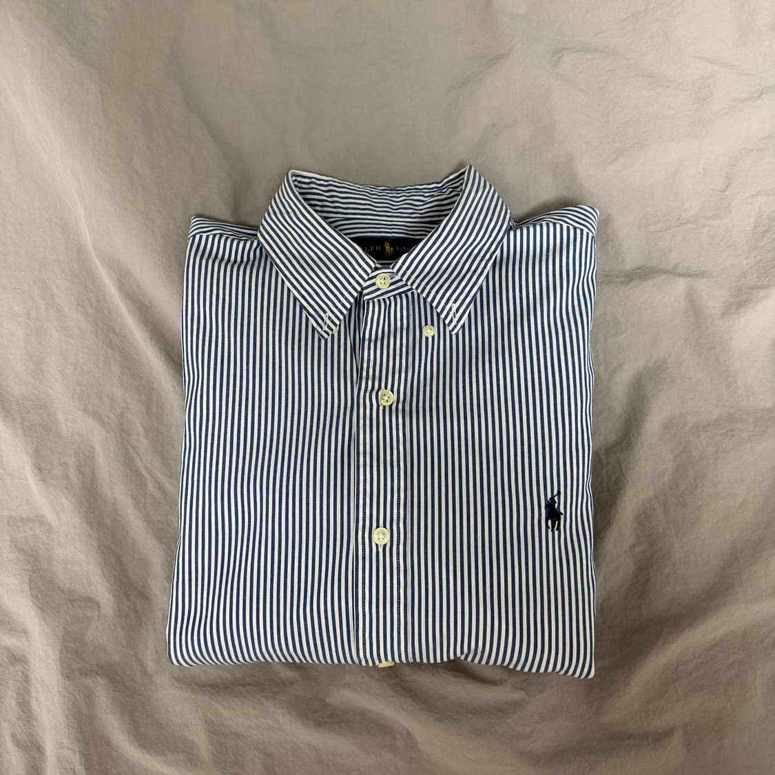 폴로 블루 스트라이프 옥스포드 긴팔 셔츠 L 상품이미지1