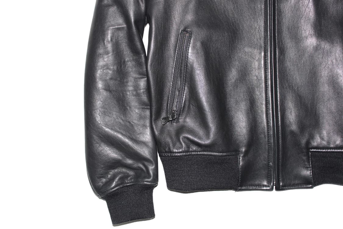 2000s JAPAN 램스킨 레더 싱글 집업 자켓 상품이미지2