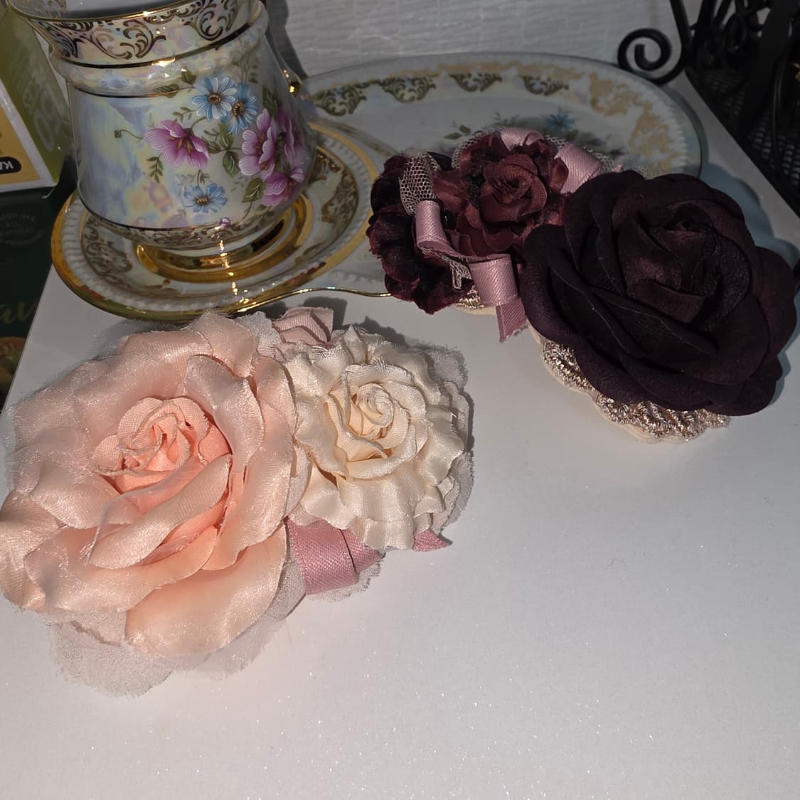 엑시즈팜 고전일본빈티지) 히메갸루고딕로리타 로즈코사지머리핀 2점 세트 상품이미지3